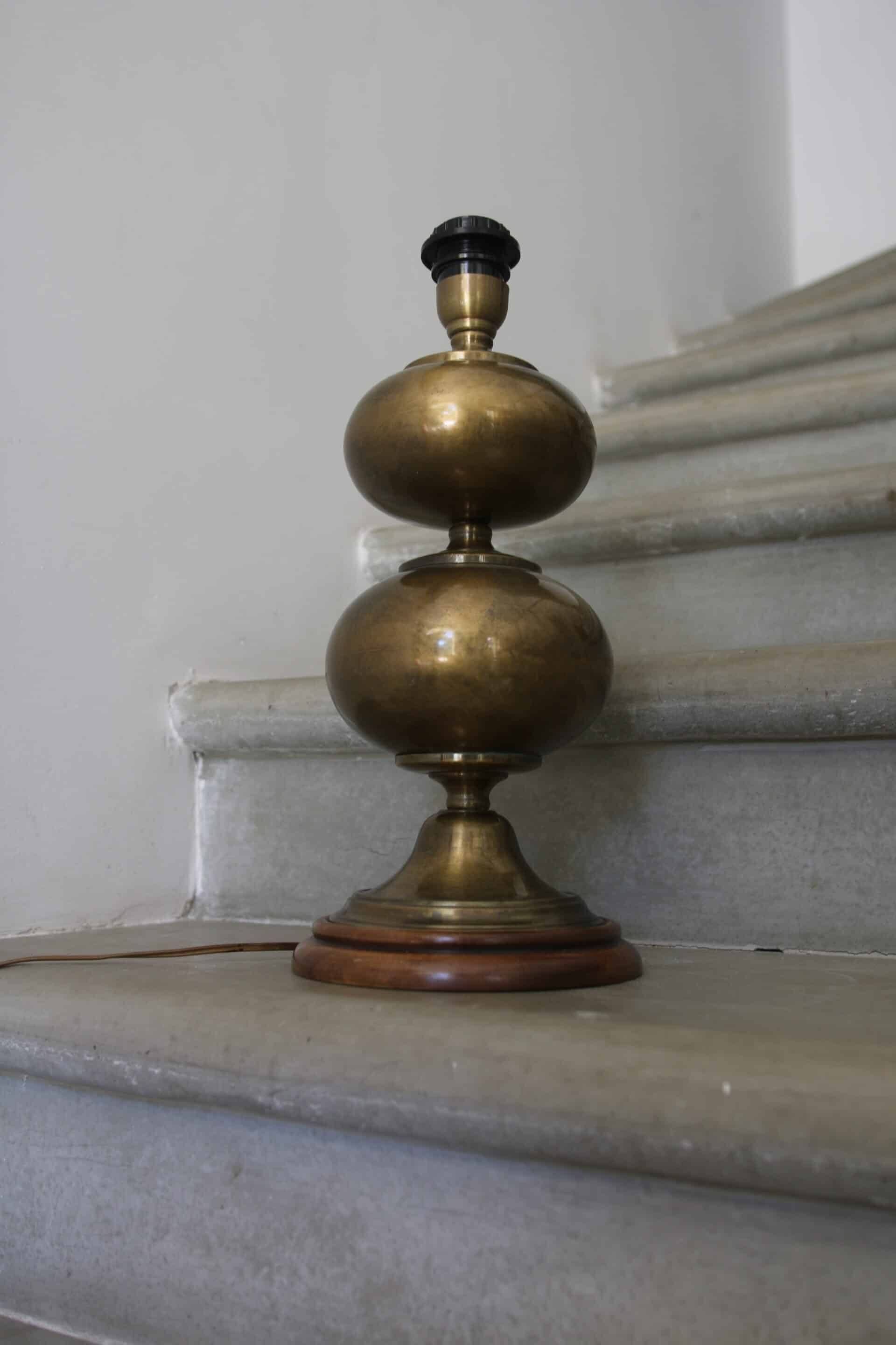 Vintage brass double globe lamp