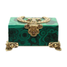 Russian jewelry box in gilded silver and malachite