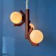 Mid-century brown Bony suspension with opaline glass shade.