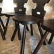 Set of 6 vintage brutalist solid wood chairs