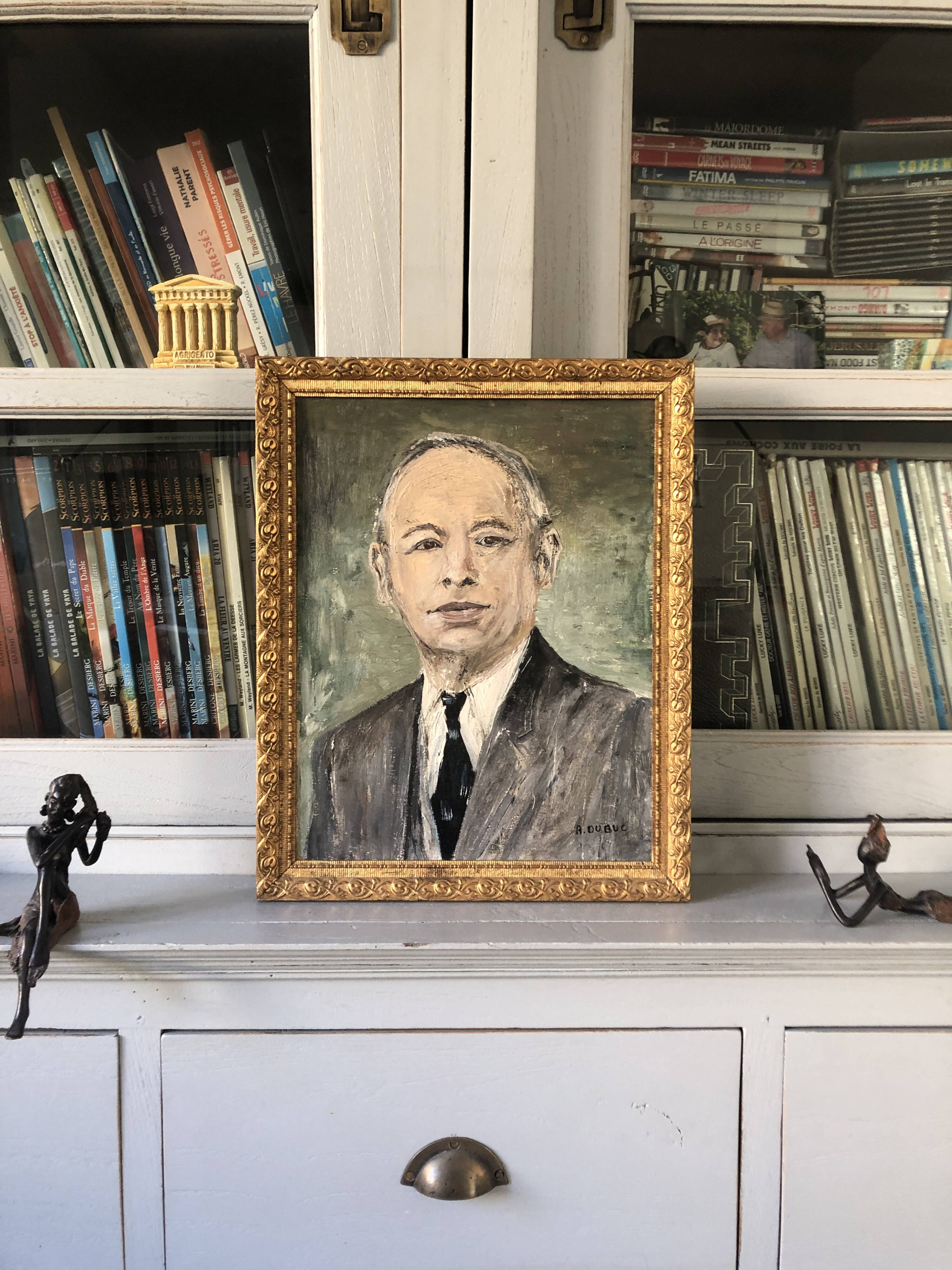 Portrait of a man in a suit, oil painting on canvas