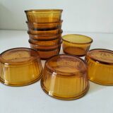 Set of 8 Duralex amber-colored ramekins