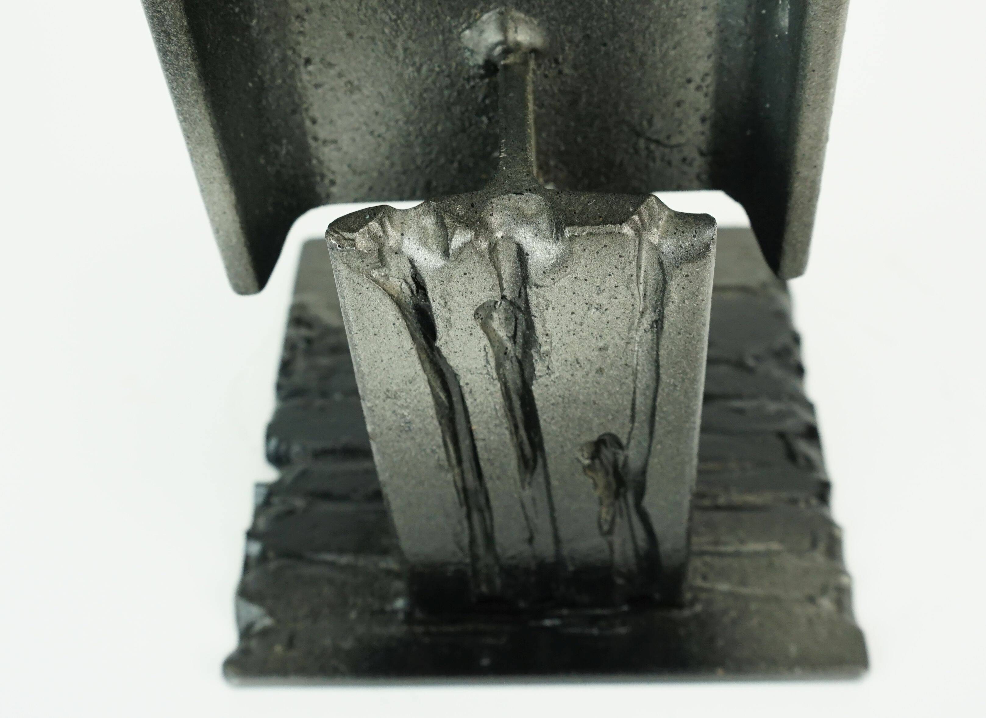 Mid century modern brutalist design iron candle holder