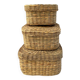 Vintage trio of small rattan nesting baskets