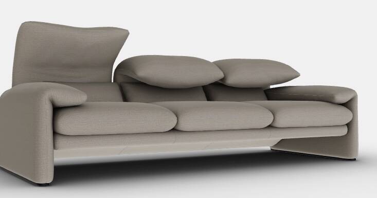 High-end gray sofa Maralunga by Vico Magistretti for Cassina