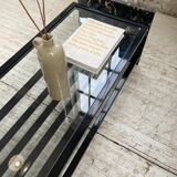 Coffee table year 80 Italian marble and glass