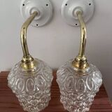 Pair of vintage chiseled glass sconces