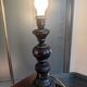 Black turned wooden lamp base – painted floral decoration – 1950s/60s