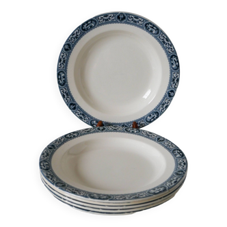 Lot de 6 assiettes semi-creuses en terre de fer salins modèle françois 1er xixème