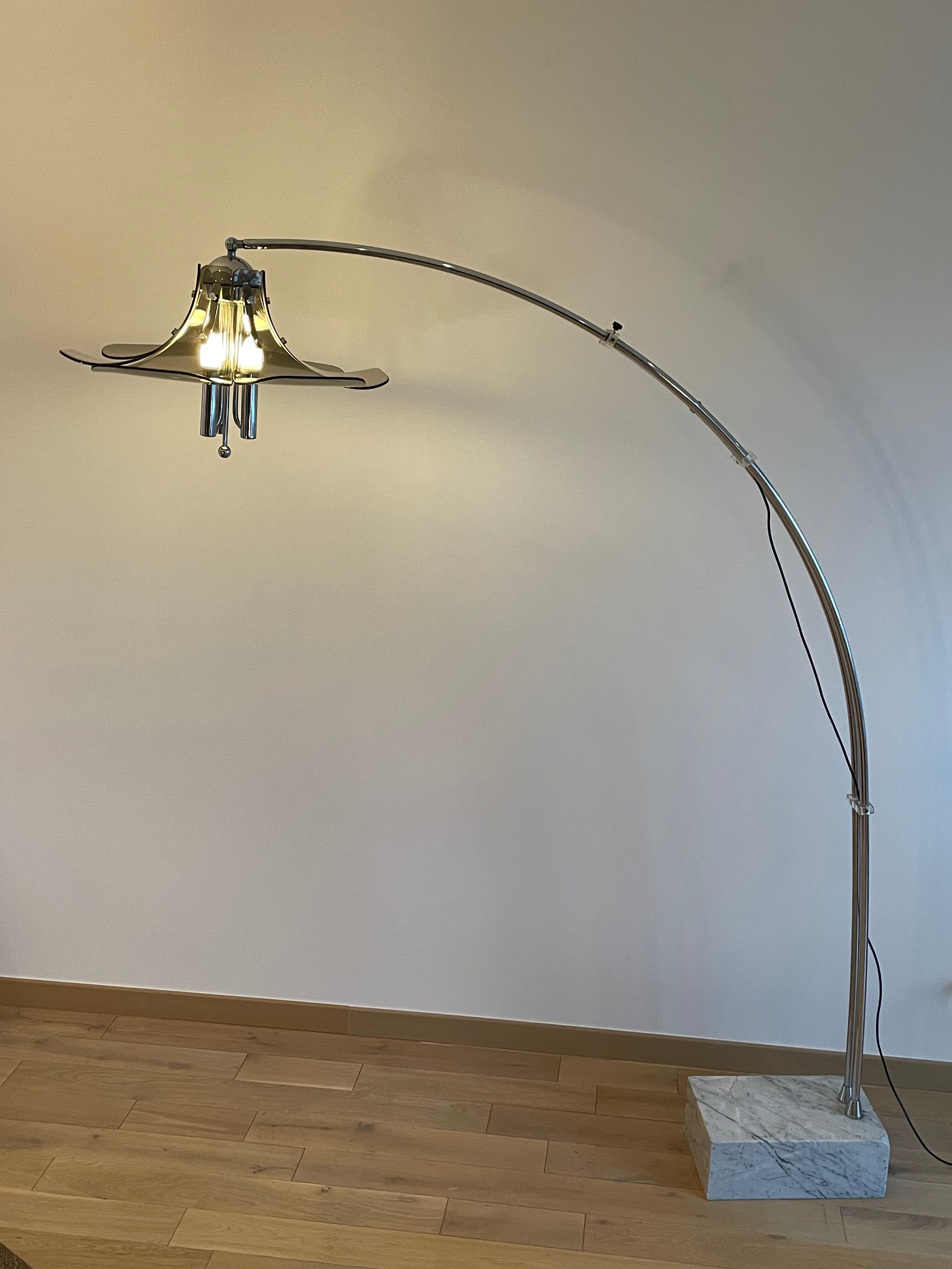 Floor lamp arc flower adjustable, italy, 1960