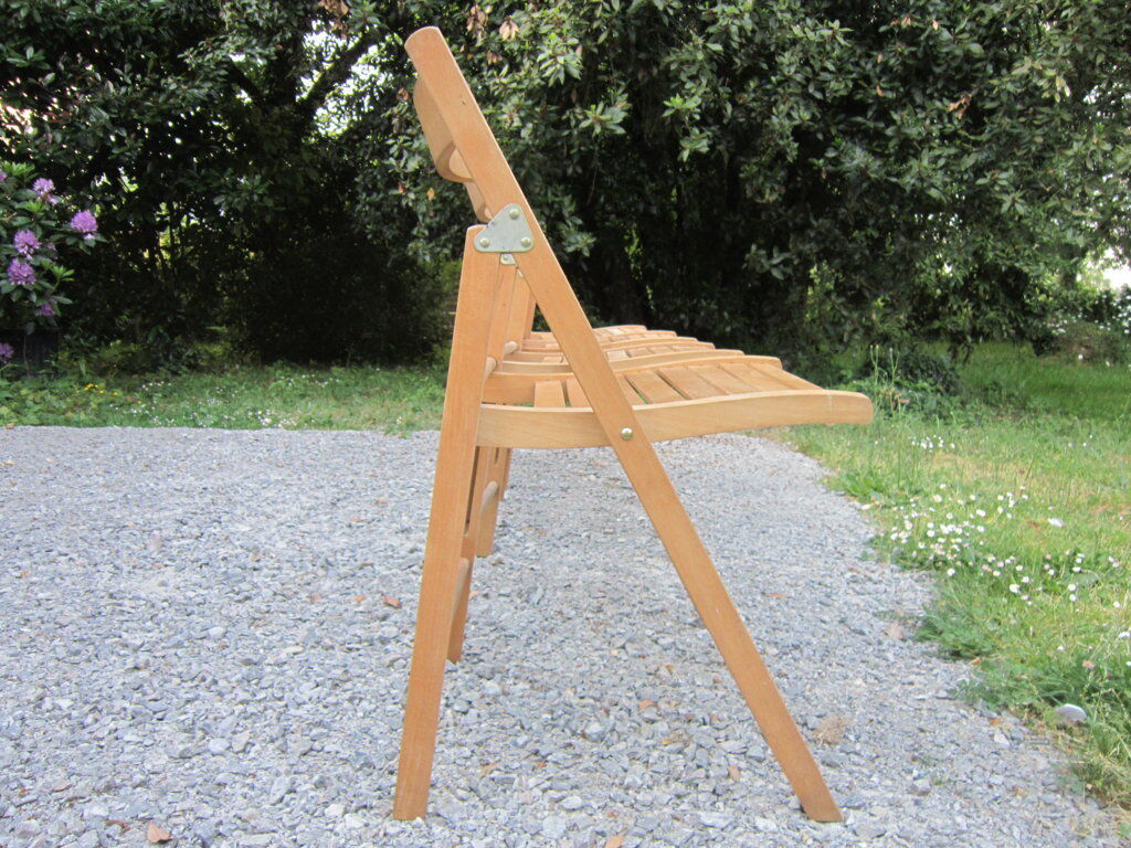 Série de 4 chaises pliantes en hêtre massif