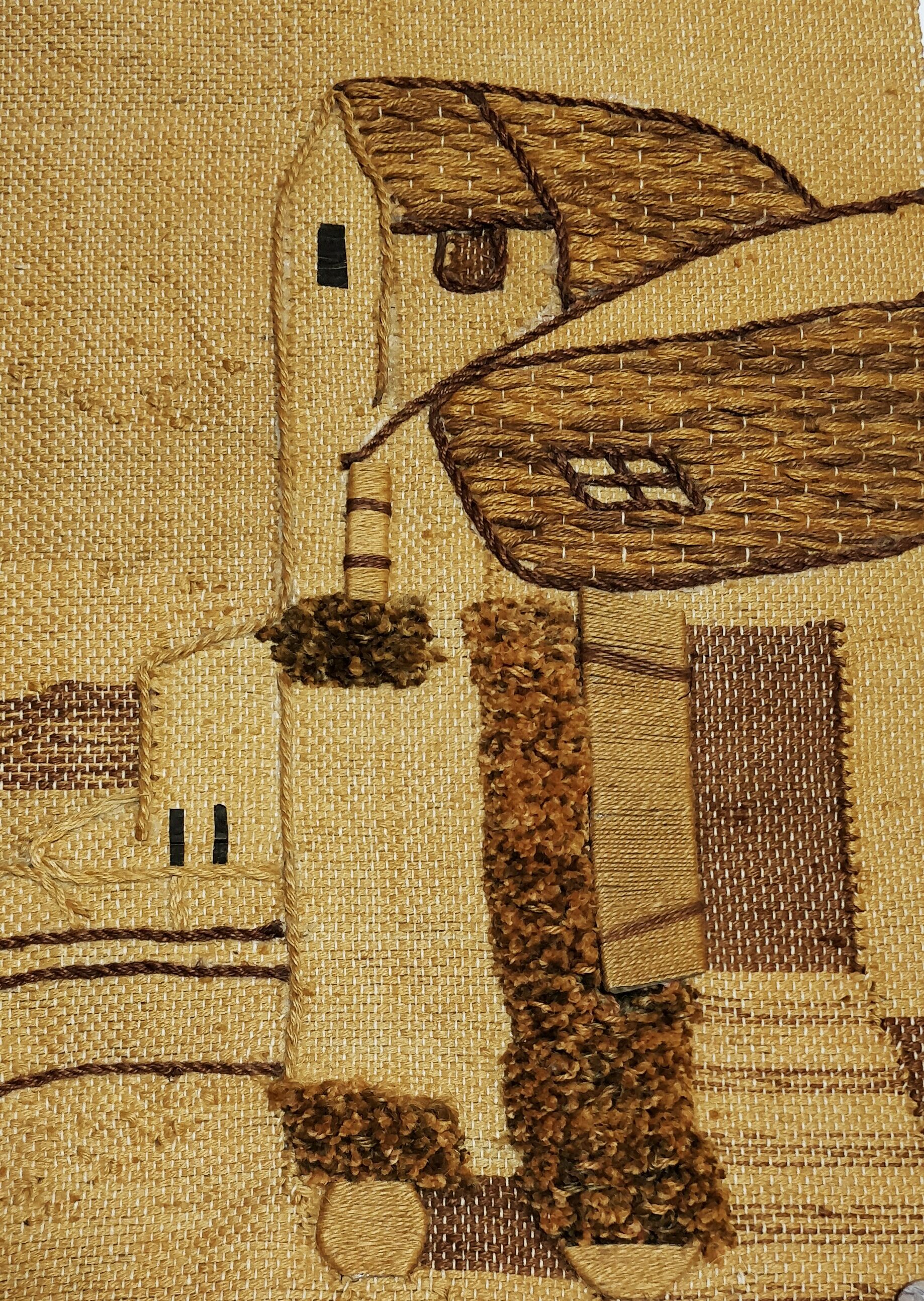 Tapestry in jute year 70 Boat and house