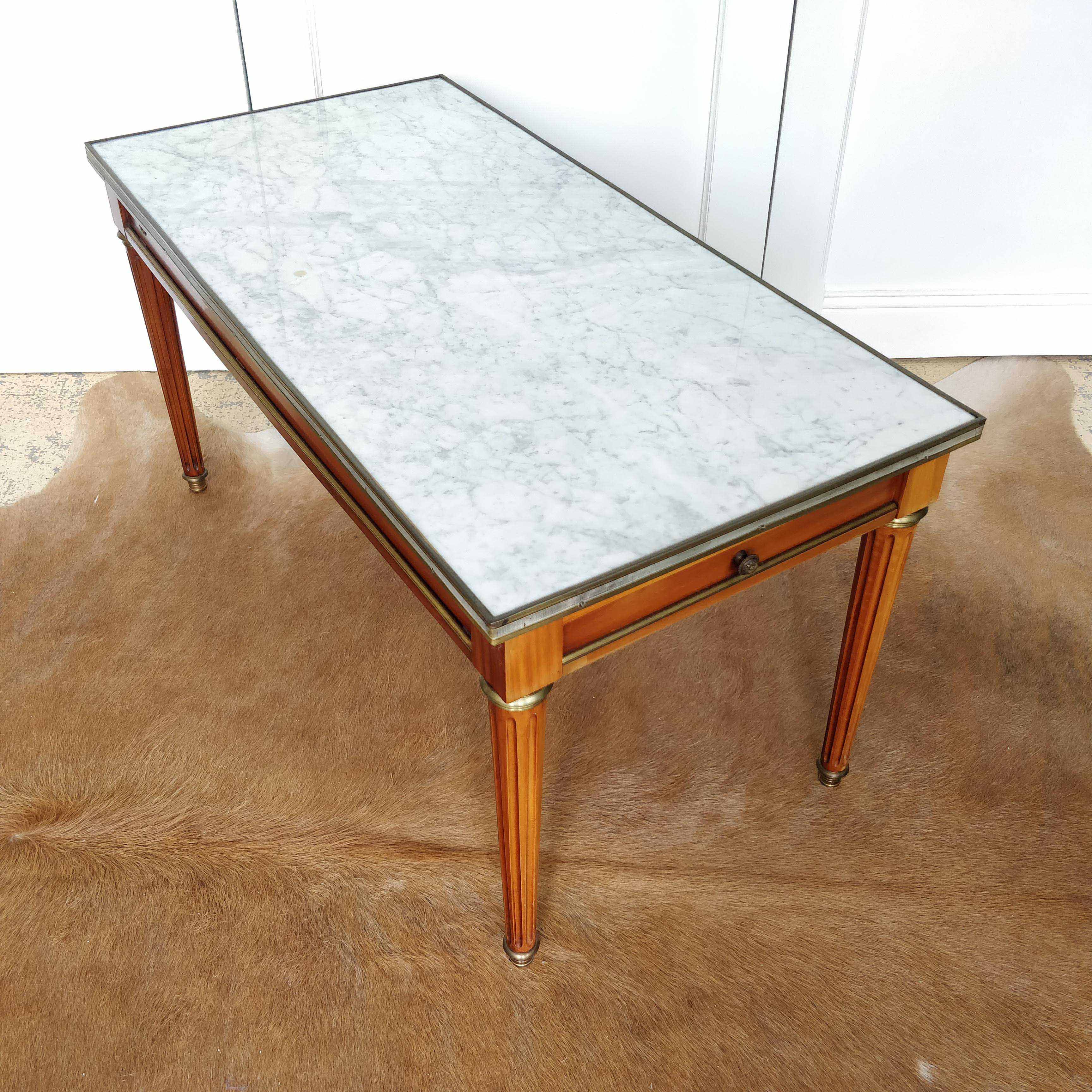 Louis XVI-style white marble coffee table