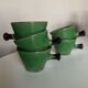 Set of 5 cups in green glazed clay Dieulefit 1960