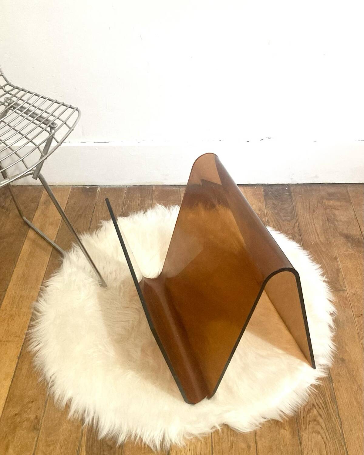 Smoked Plexiglas magazine holder Michel Dumas