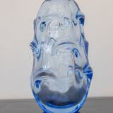 Mid-century modern crystal vase in pale blue by Börne Augustsson for Åseda