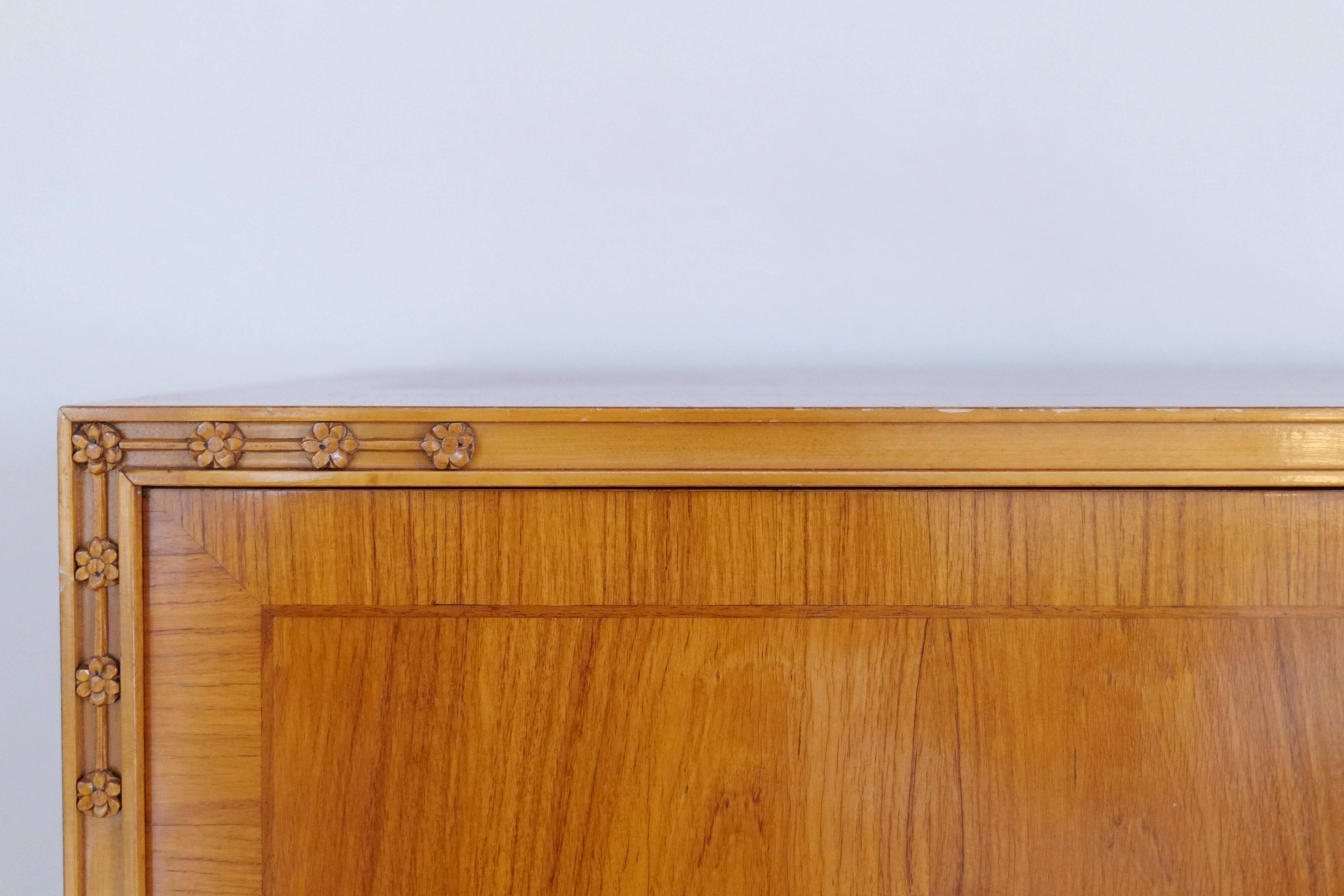 Mid-century modern artisan wardrobe in elm, Sweden, 1940s.
