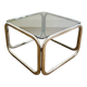 70 sofa end in smoked glass and aluminum base