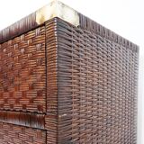 Vintage coastal woven rattan chest of drawers