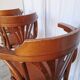 Set of 4 Vintage Bentwood Bar Stools, Brown Leather Seat, Nailhead Trim