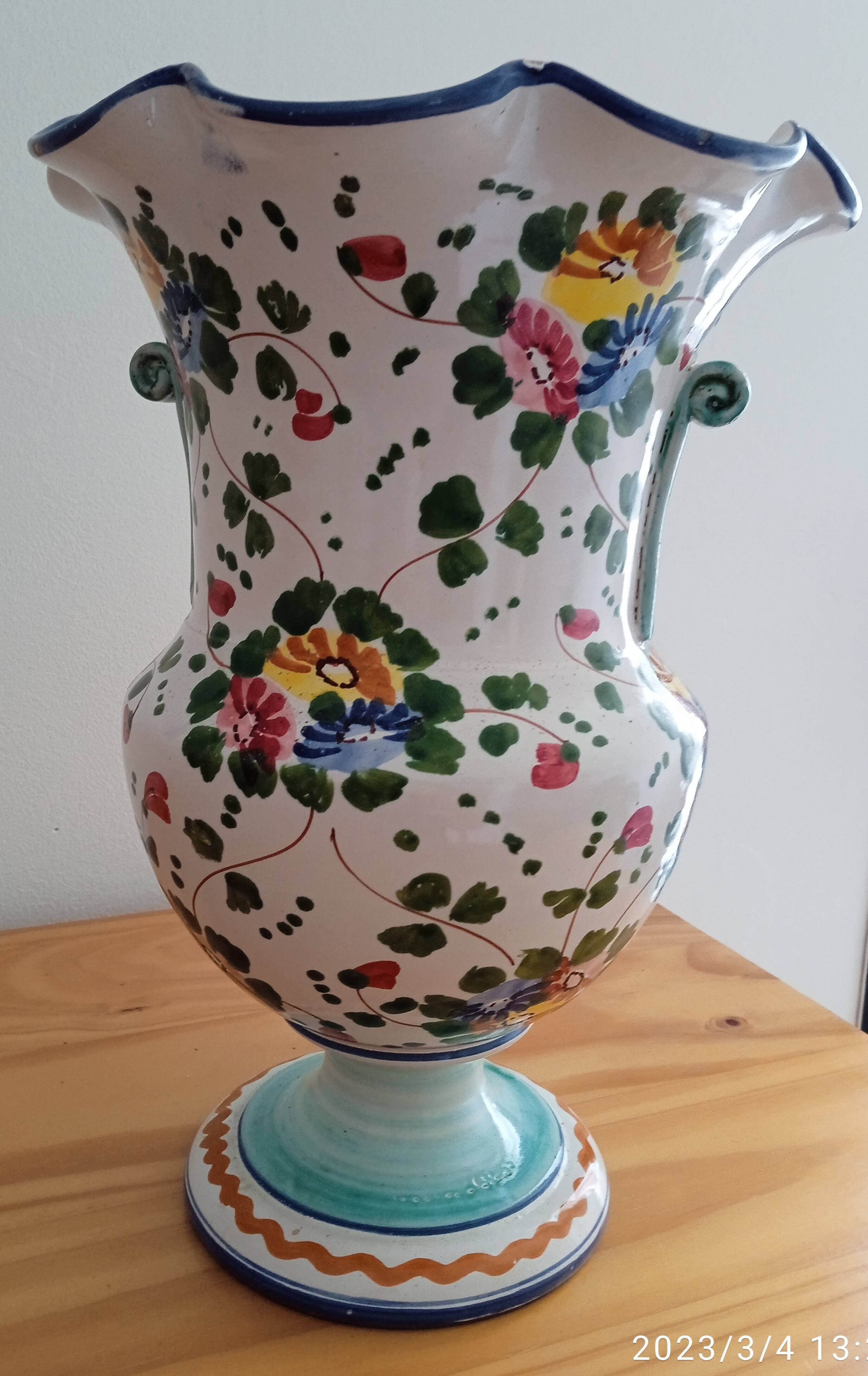 Hand-painted antique ceramic vase