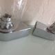 Pair of vintage 1970s-80s glass and chrome wall lights with teardrop shapes