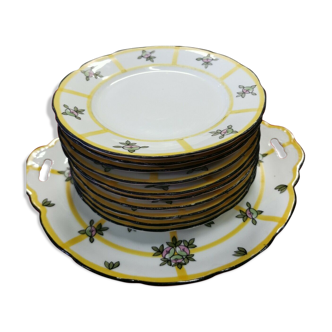 Limoges porcelain cake service. T. L. B.