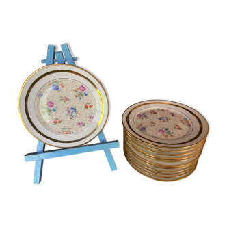 Dessert service decoration floral porcelain of Limoges