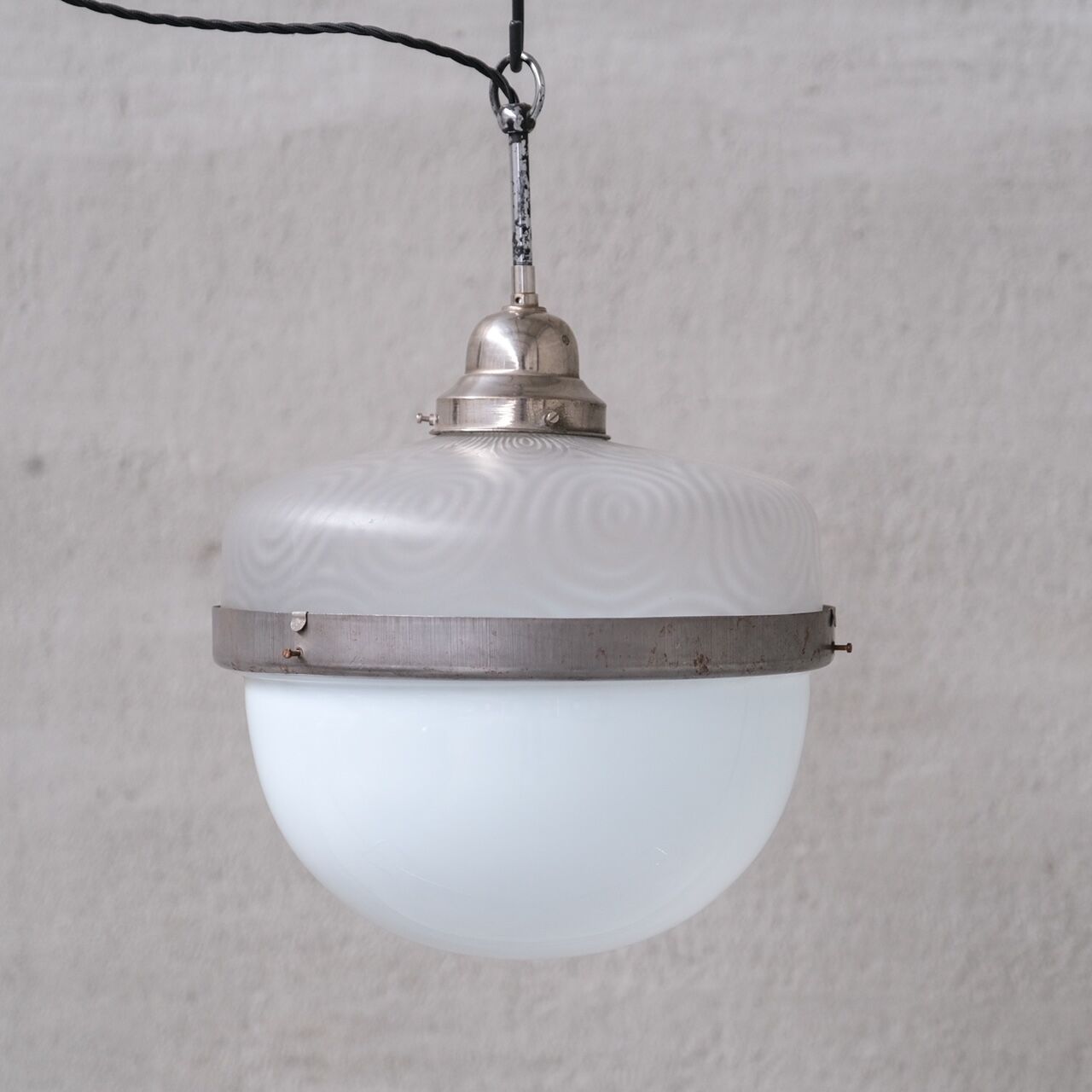 Antique Two Tone Swirl Opaline Glass Pendant