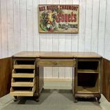 1950s English desk in walnut and oak