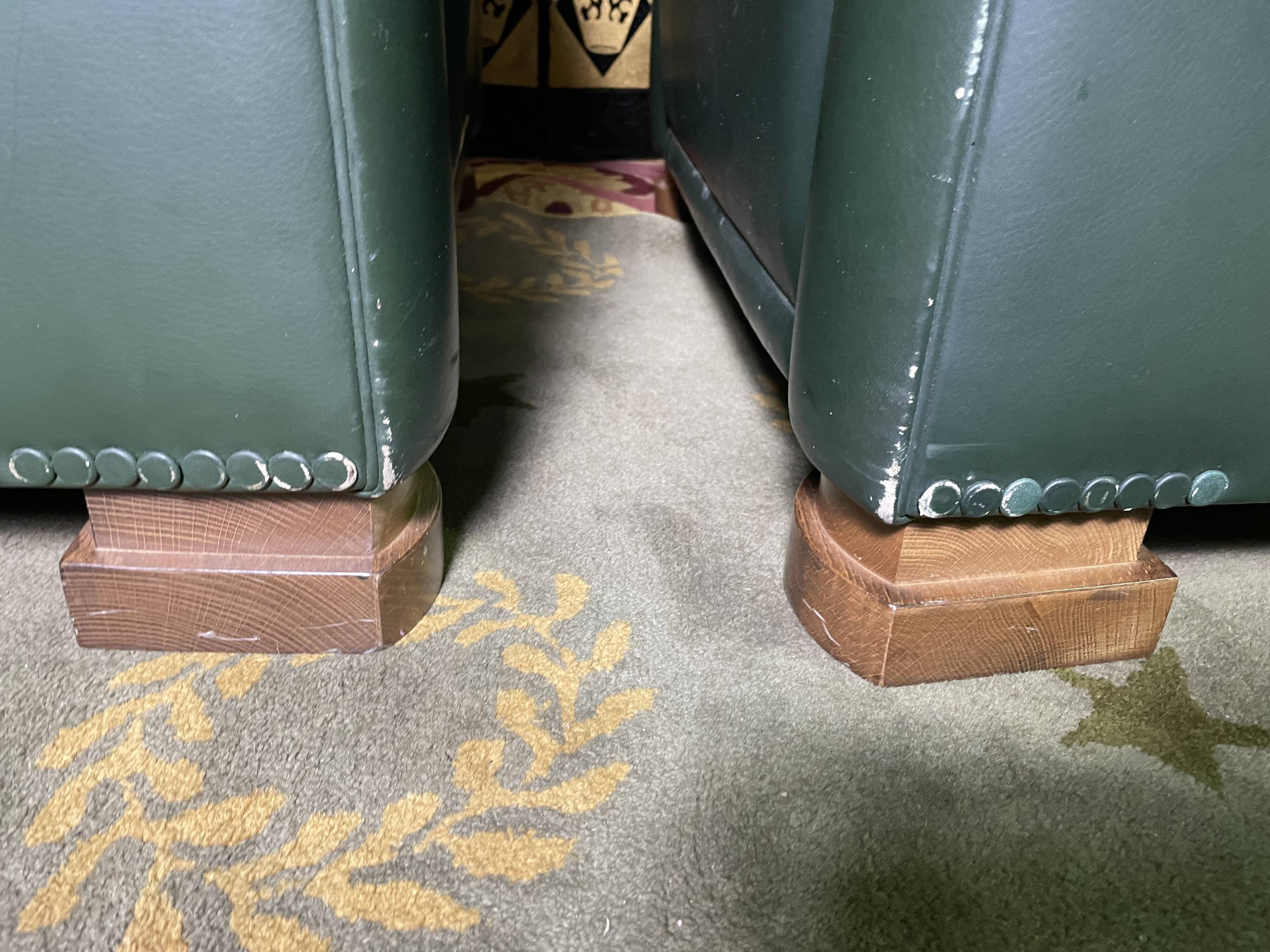 Pair of Poltrona Frau Green Leather Club Armchairs Limited Edition