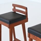 Erik Buch set of three bar stools in teak Dyrlund Denmark 1960