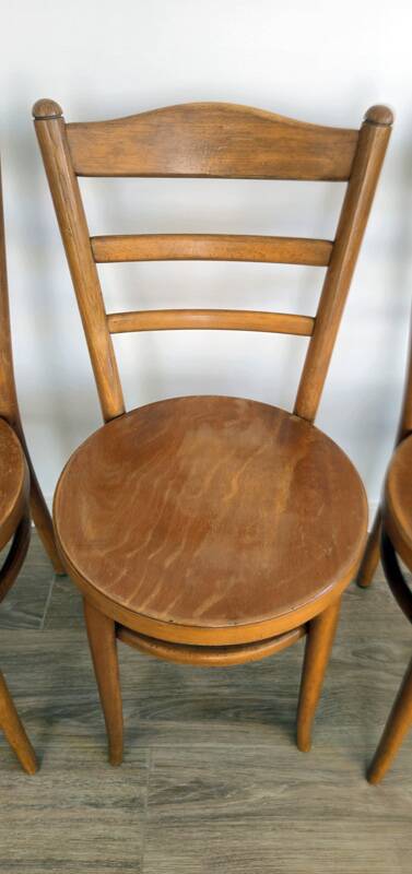 Set of 4 Baumann bistro chairs – model “Le Marais” – light wood