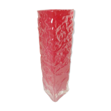 Vase en verre triangulaire effet gaufre annees 70'