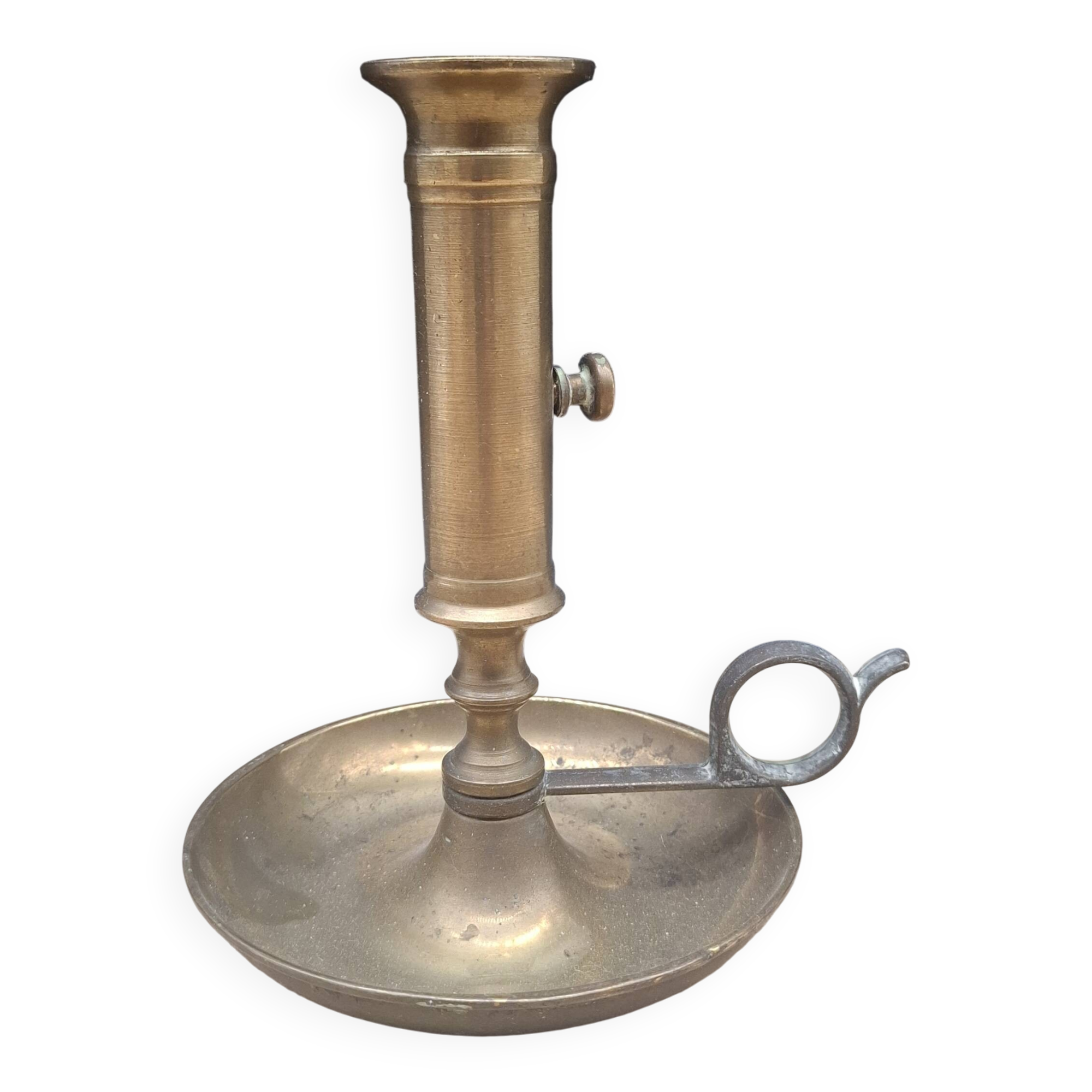 Brass cellar rat candle holder with handle 01