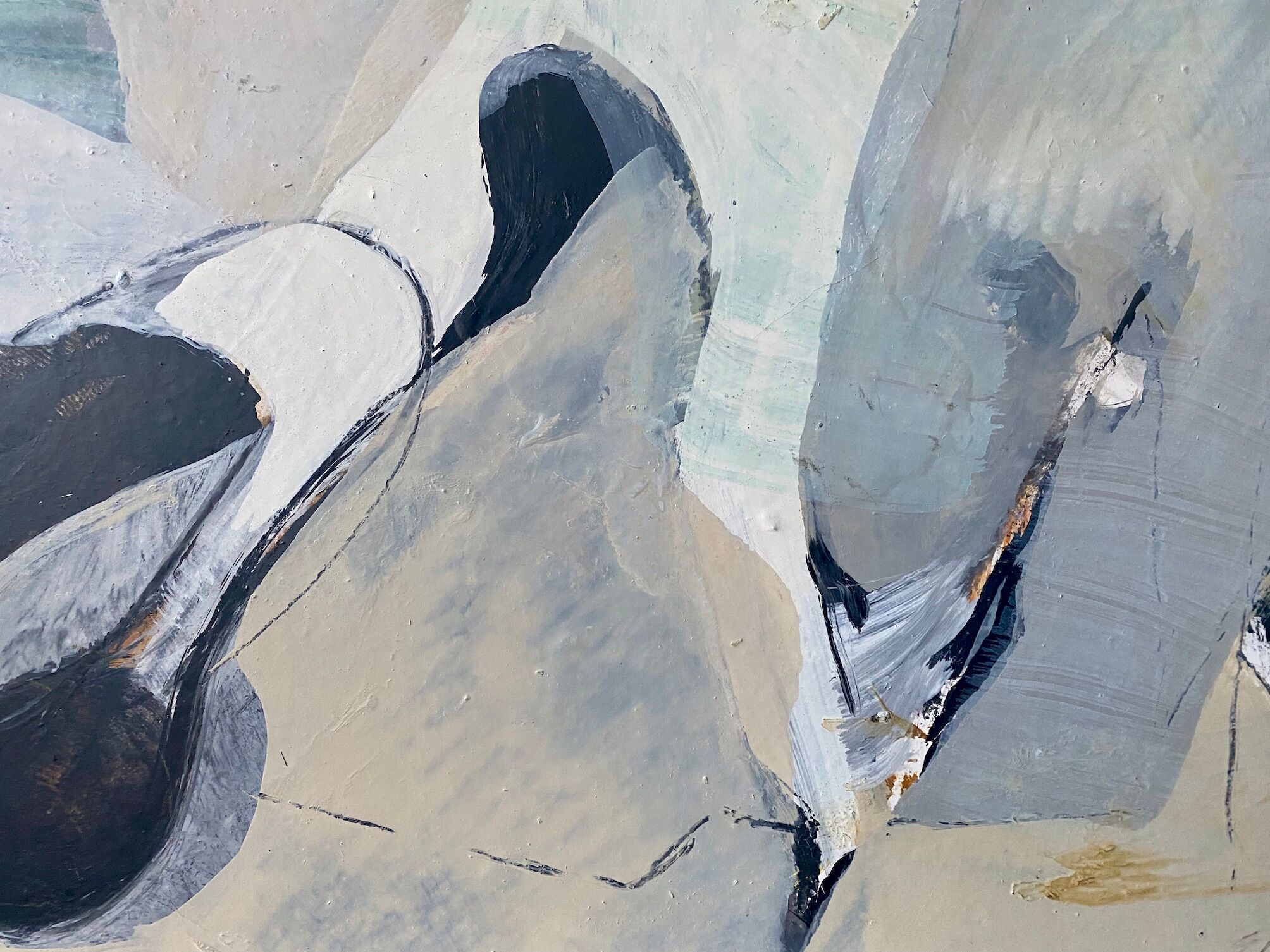 Mid-Century Modern "Flux" Swedish Vintage Abstract Oil Painting, Framed