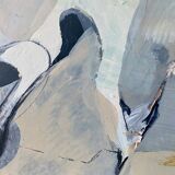 Mid-Century Modern "Flux" Swedish Vintage Abstract Oil Painting, Framed