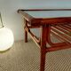 Table basse vintage rotin, bambou et verre-esprit bohème 70s