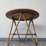 60's rattan coffee table