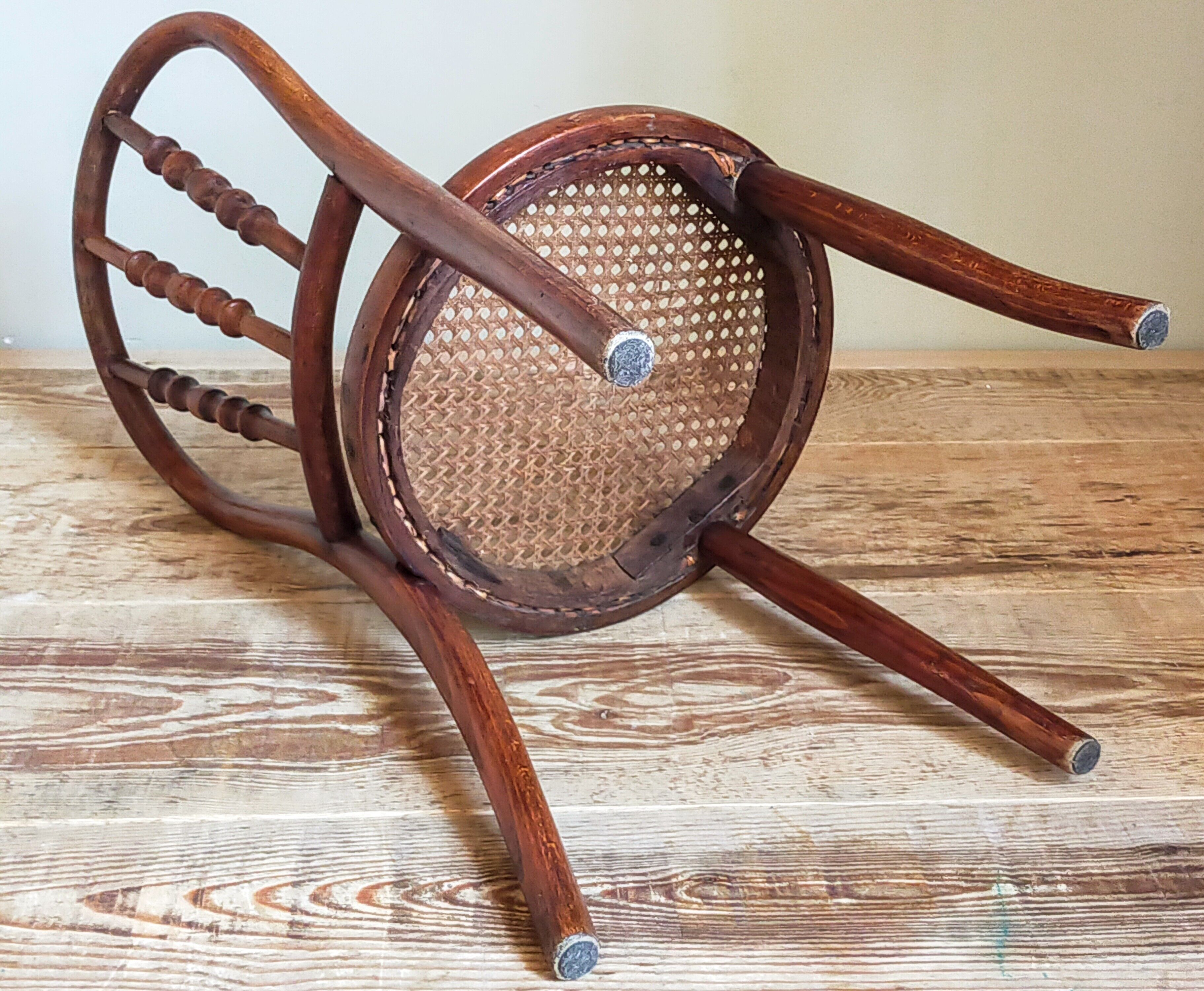 Children's chair in curved round wood old year