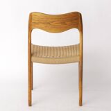 Chaise Niels Otto Møller, modèle 71, chêne danois, corde de papier neuve, années 1960