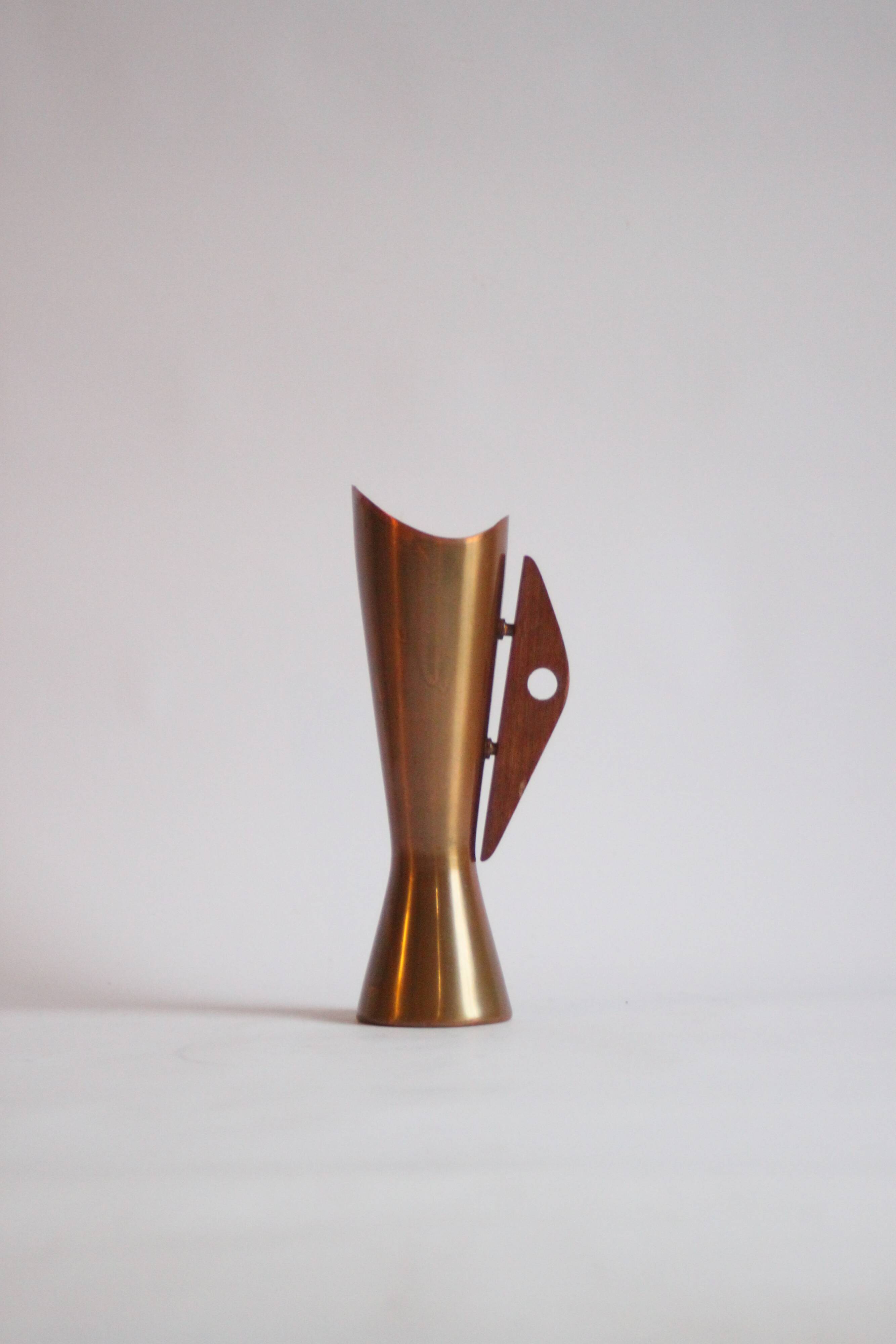 Copper and teak vase by Dahlmann, Germany 1950s