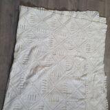 vintage crochet plaid blanket 208 193 ecru color