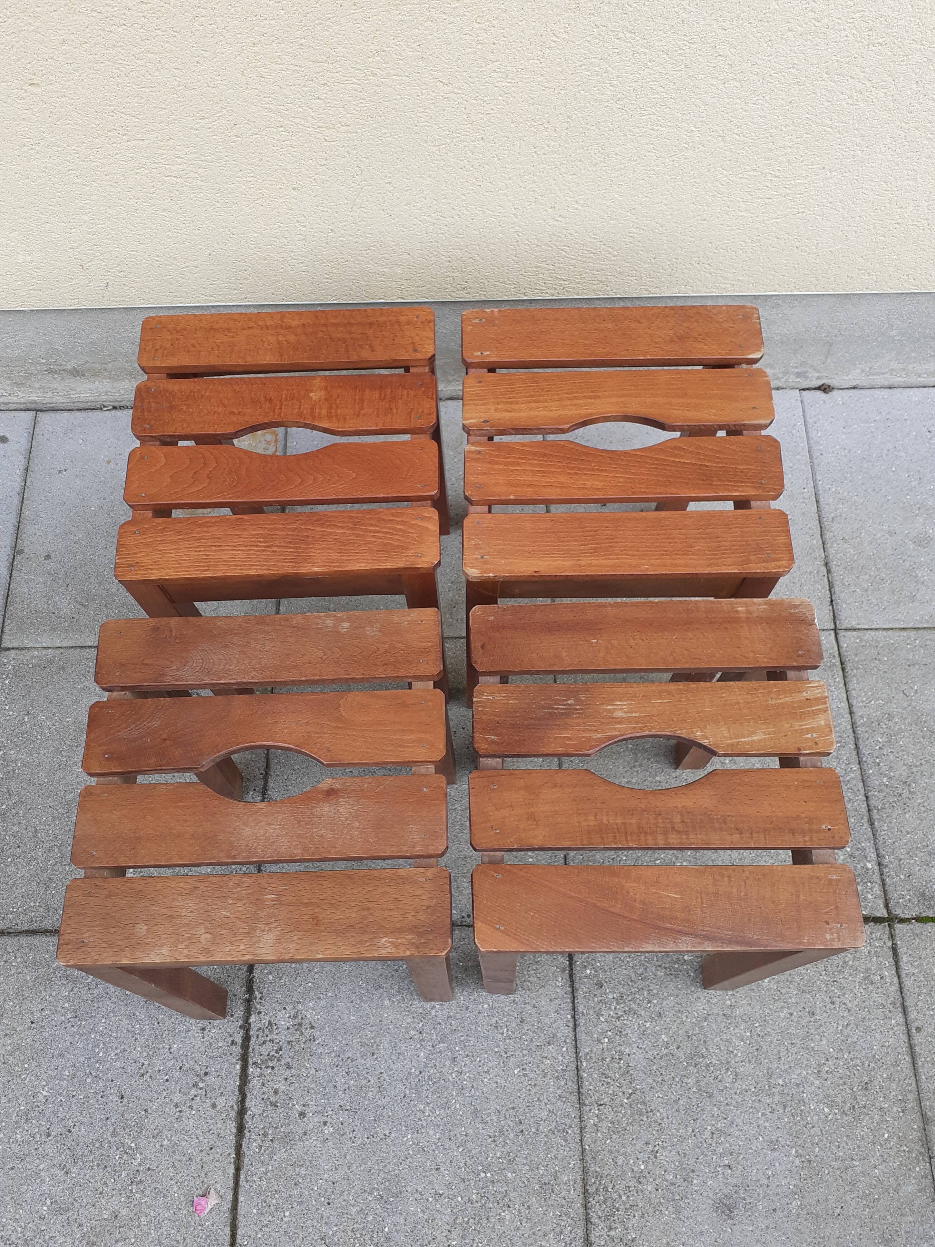 Set of 4 wooden stool