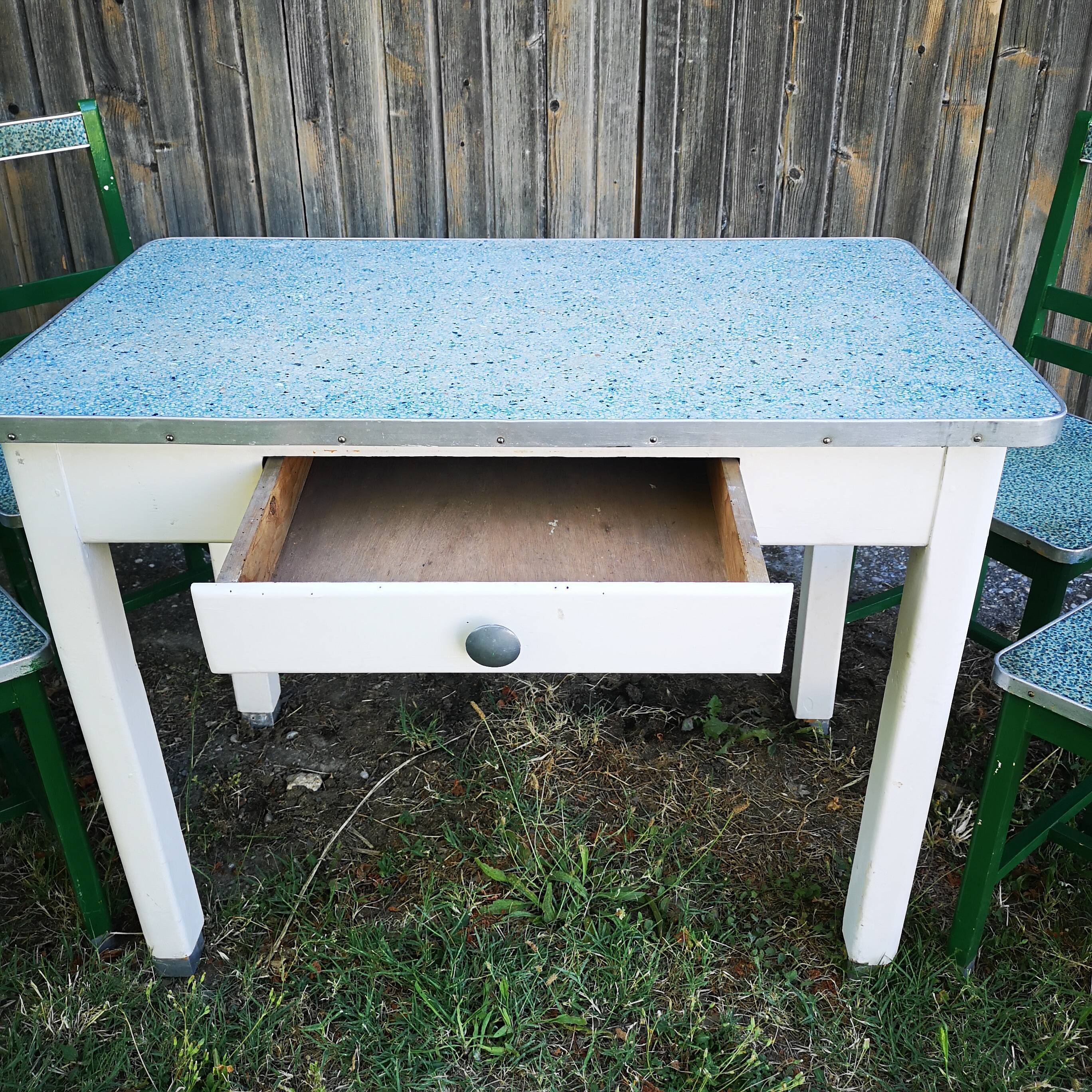 Kitchen table with 4 vintage chairs, 1950s