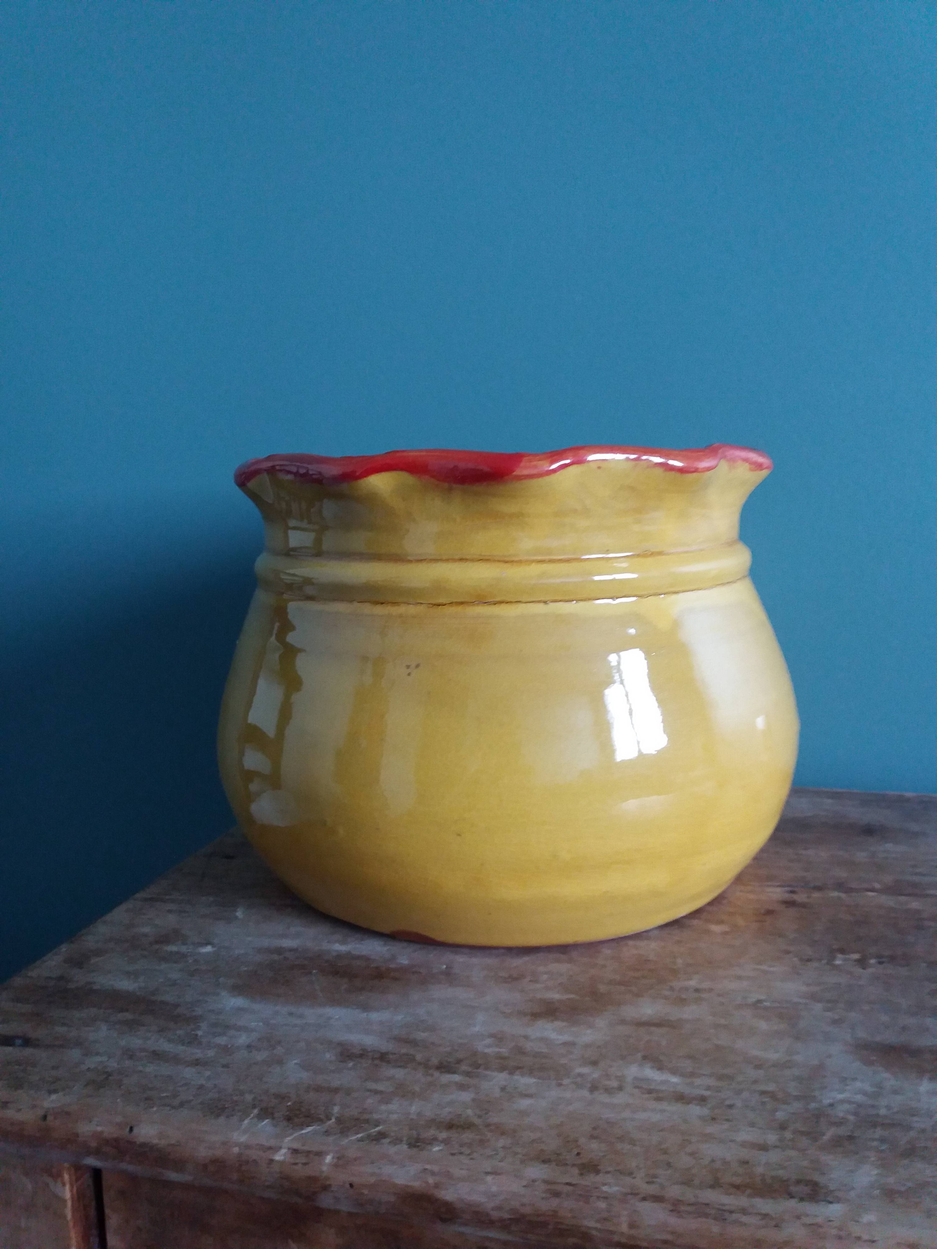 Planter, glazed terracotta flower pot, Provençal pottery