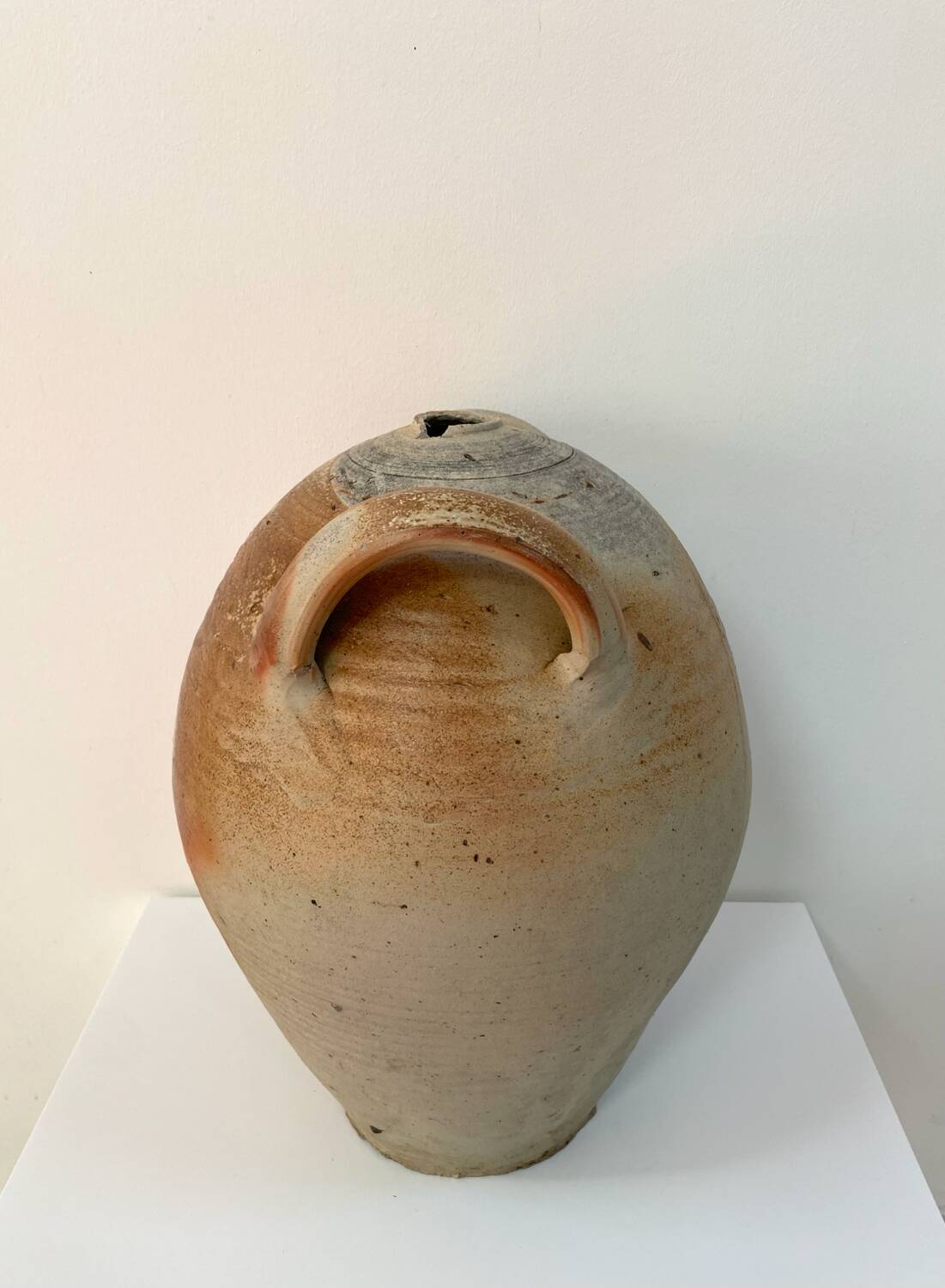 Large old vinegar jar in glazed stoneware