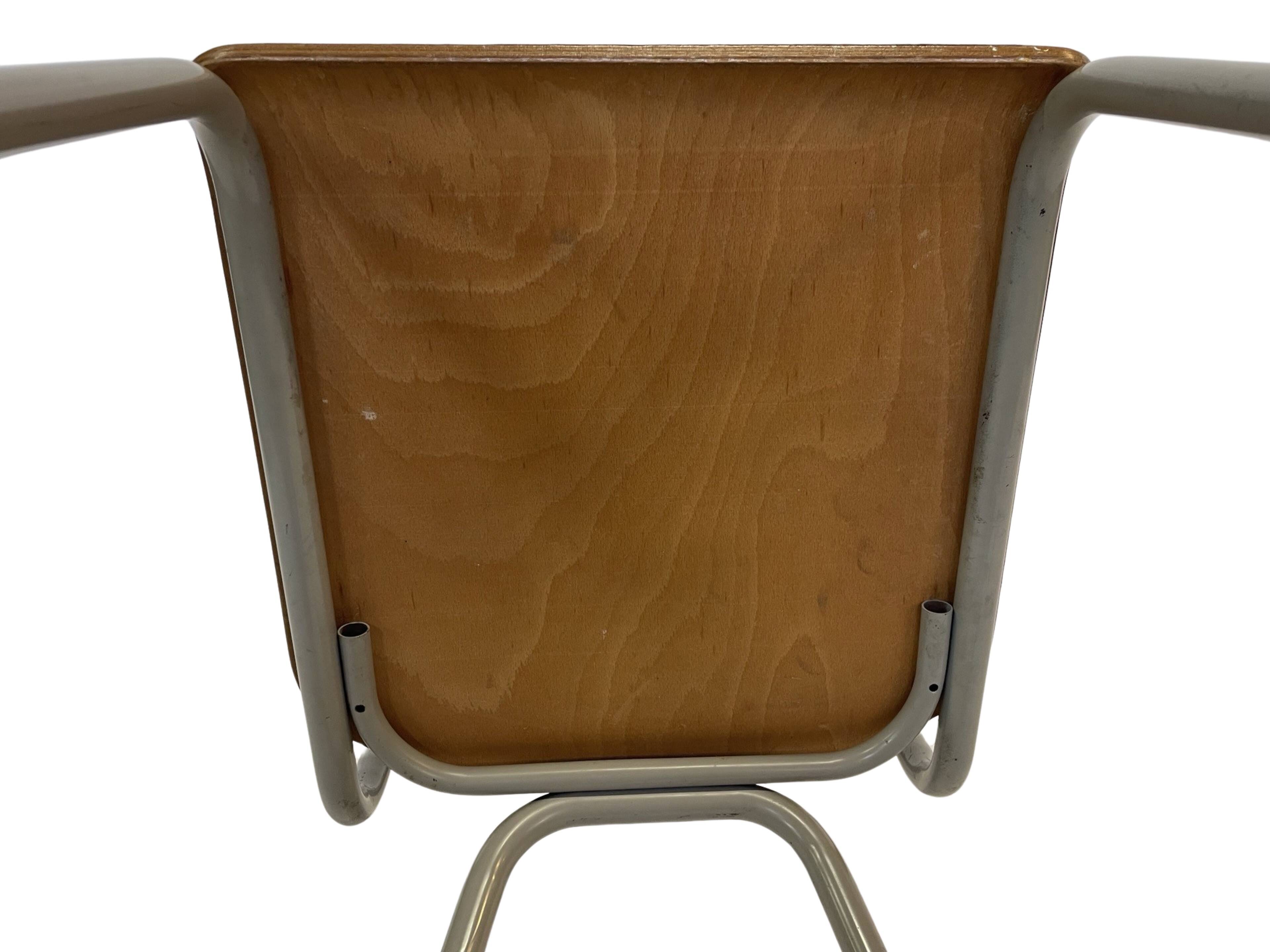 Vintage school chair 1960s minimalist design wood and metal