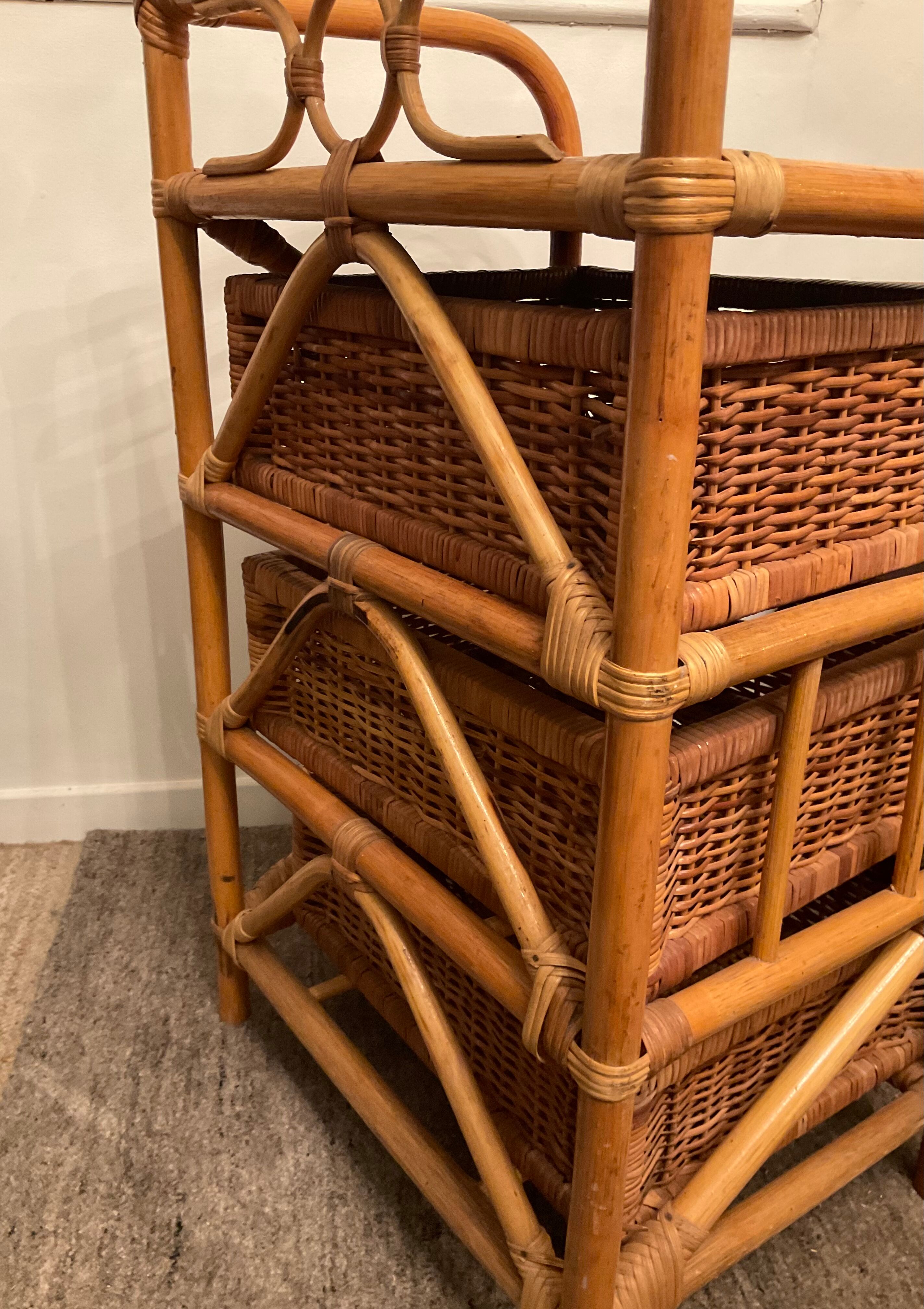 Vintage rattan storage cabinet from the 70s