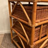 Vintage rattan storage cabinet from the 70s